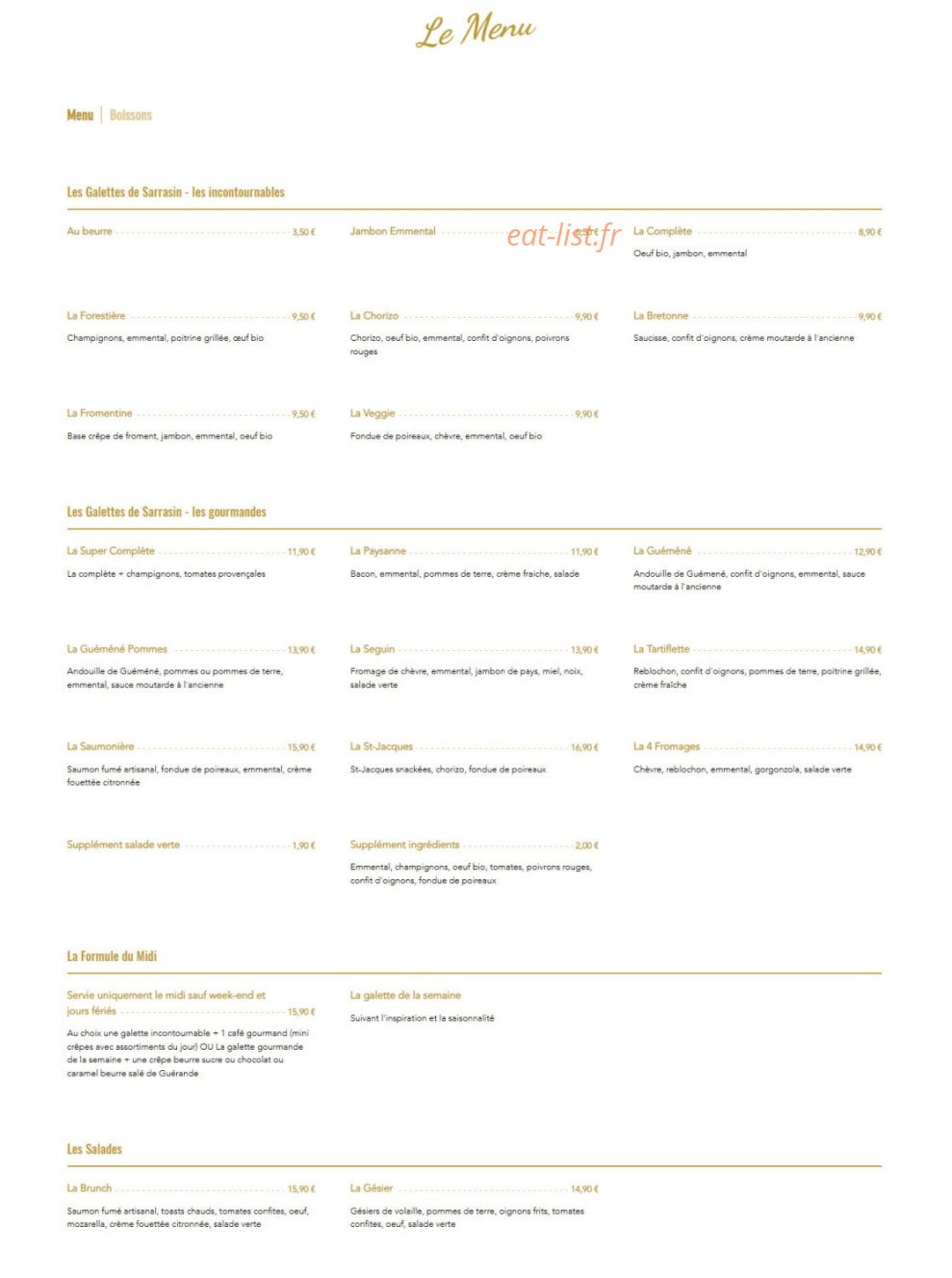 Mad'moiselle Crêpes — carte page 1
