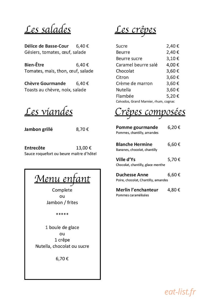 Crêperie du Port — carte page 2