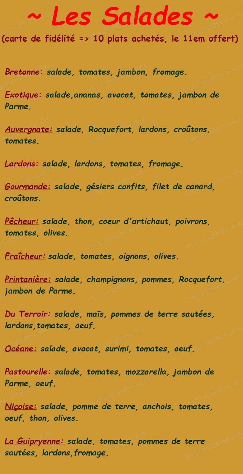 Pizzéria l'Escale — carte page 4