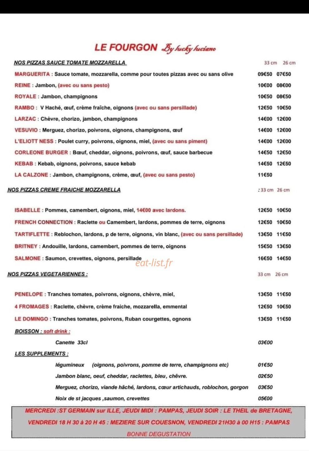 Le P'ty Comptoir — carte page 1
