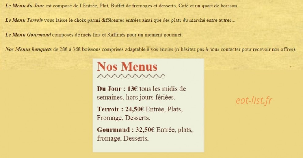 Auberge la Tourelle — carte page 3