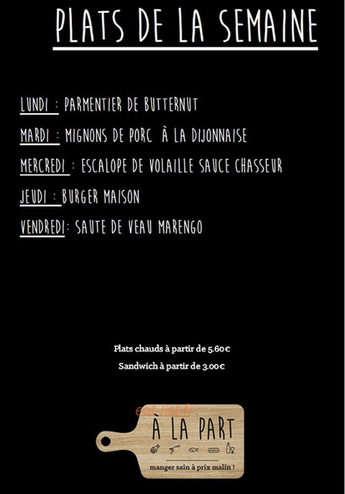À la part — carte page 1