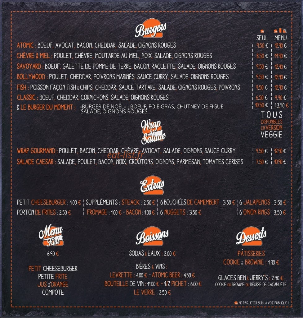 Atomic Burger — carte page 1