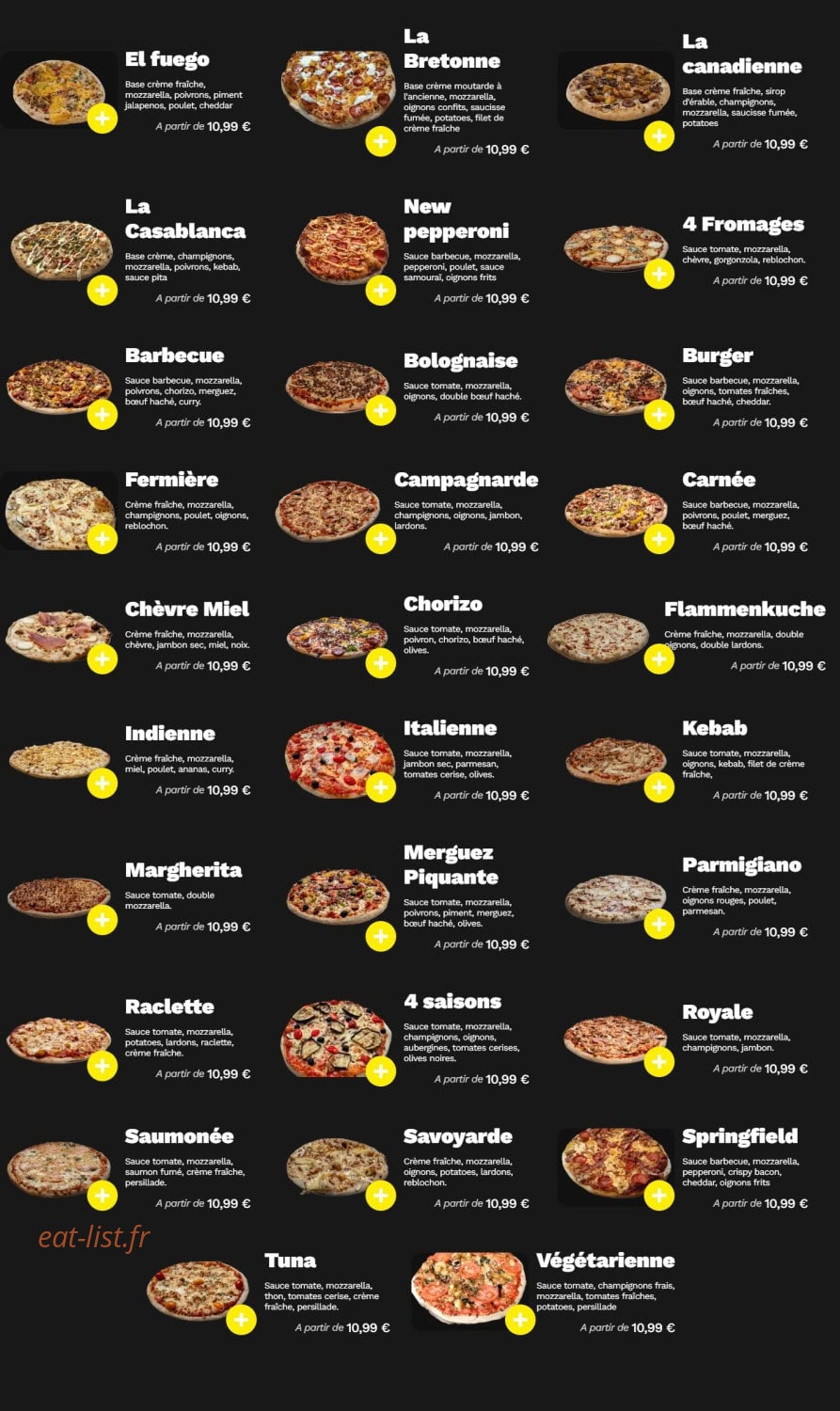 Au Comptoir des Pizzas — carte page 1