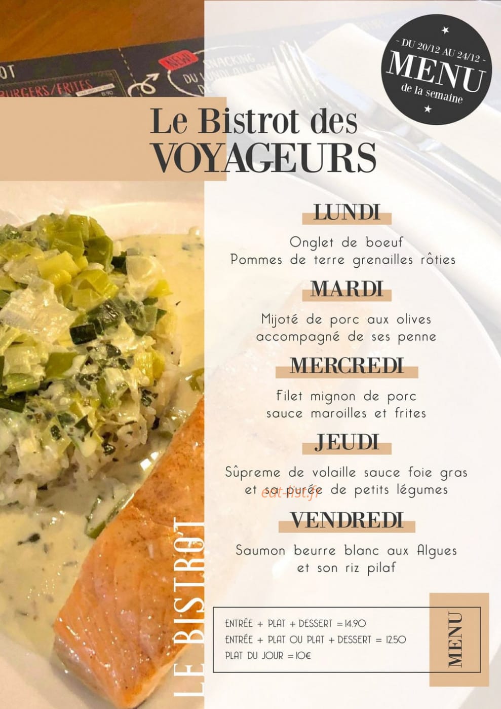 Bistrot des Voyageurs — carte page 1