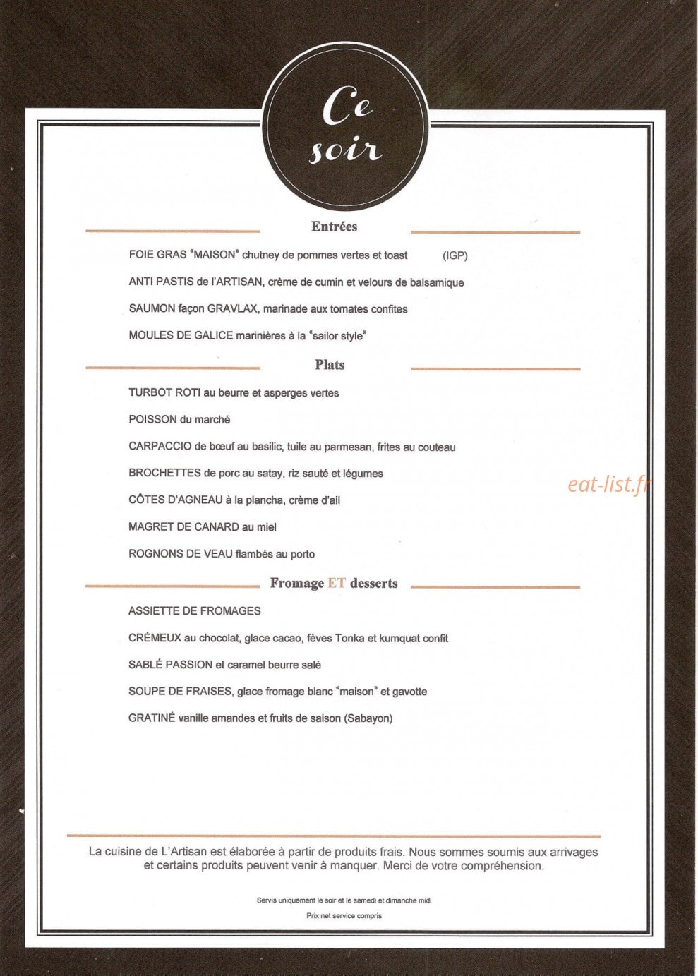 L'artisan — carte page 1