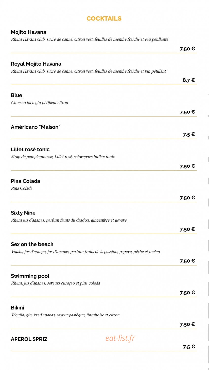 La Taverne Vitré — carte page 17