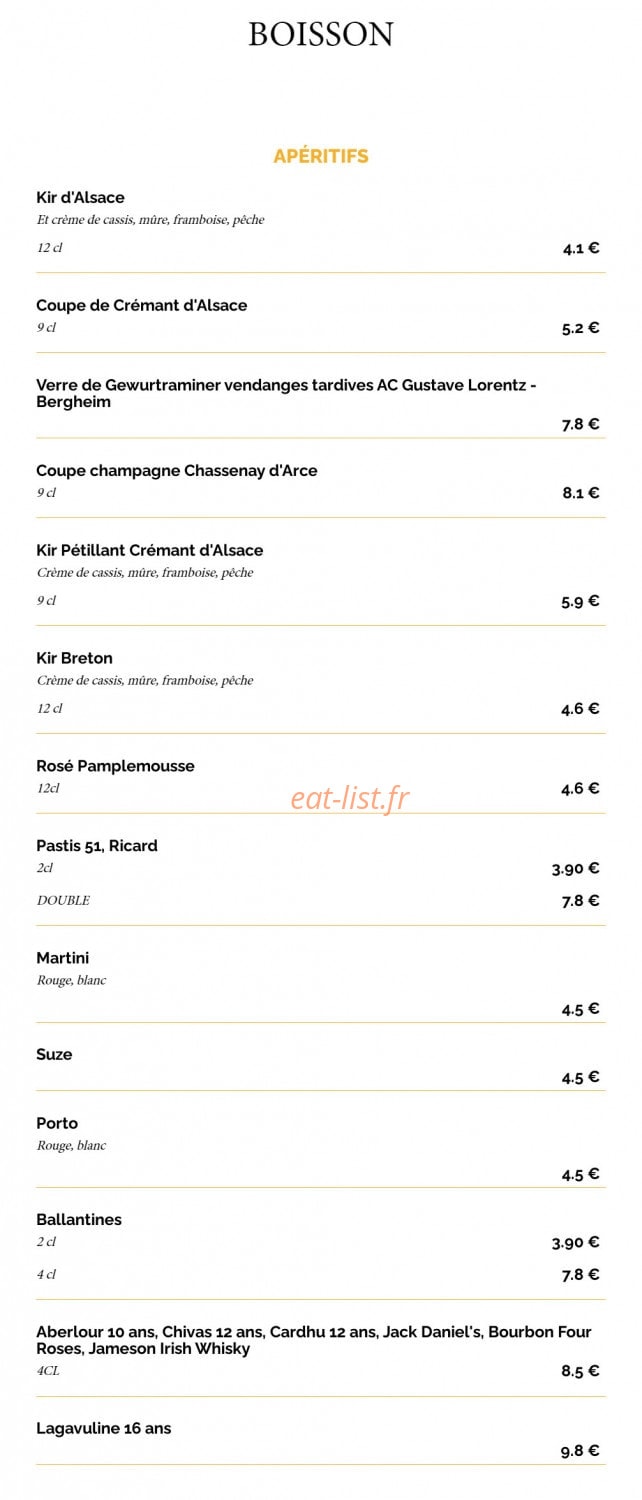 La Taverne Vitré — carte page 16