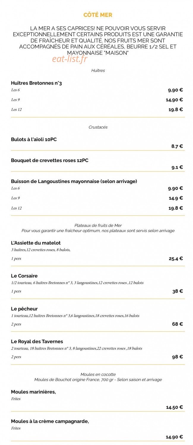 La Taverne Vitré — carte page 2