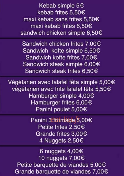 Métropole Kebab — carte page 2