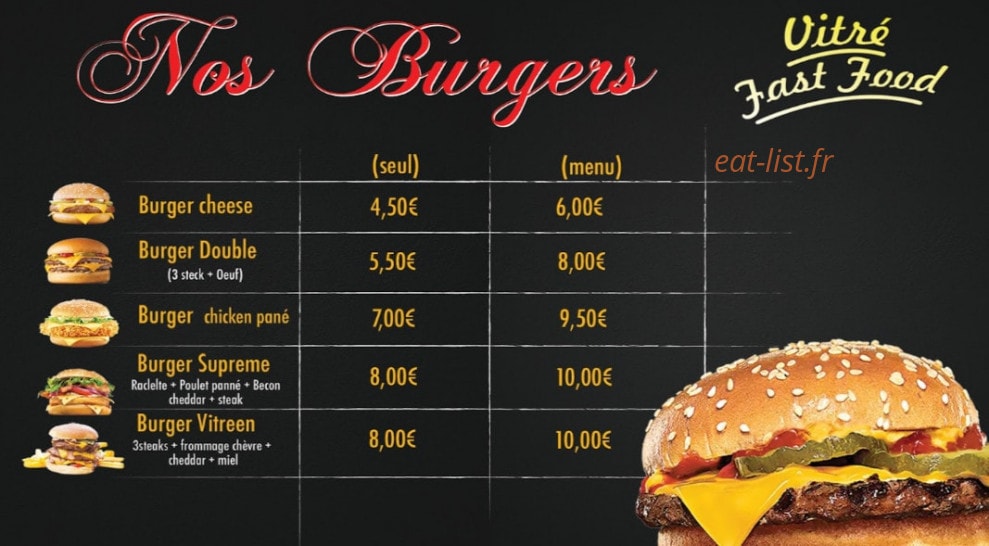 Vitré FastFood — carte page 1