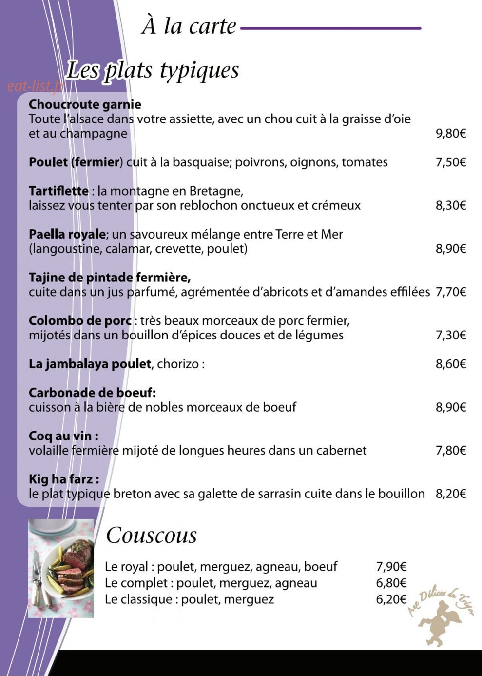 Aux Delices du Tregor — carte page 4