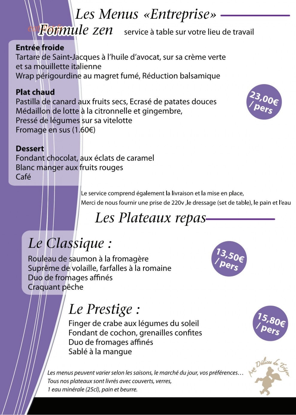 Aux Delices du Tregor — carte page 9