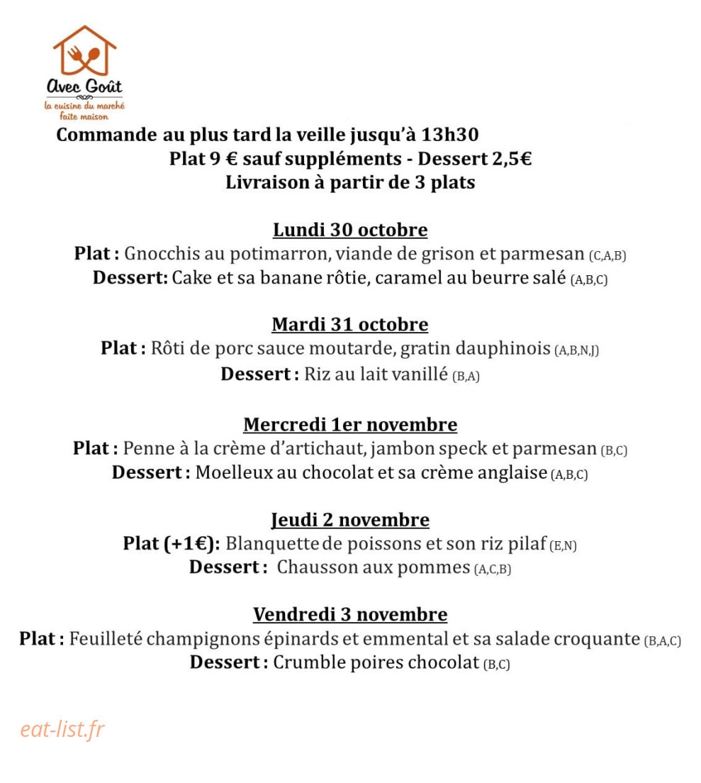 Avec Goût — carte page 1