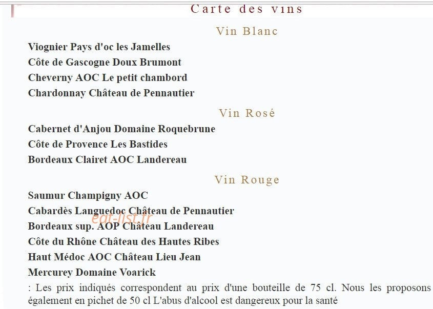 Bistrot "48" — carte page 2