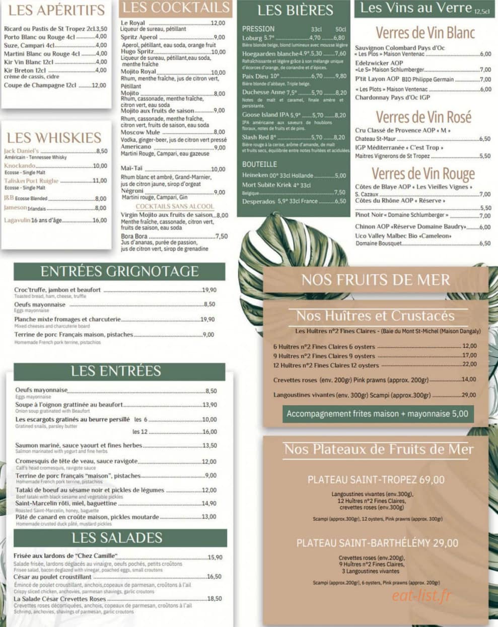 Chez Camille — carte page 1