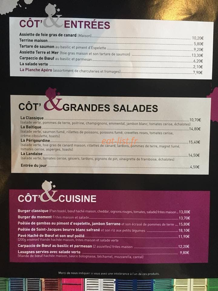 Côt’ & Bœuf — carte page 2