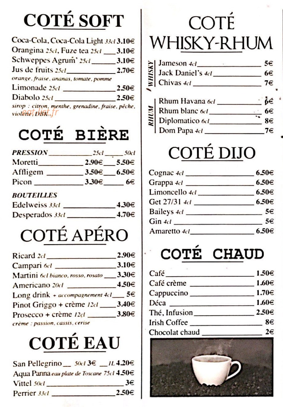 Côté Bistro — carte page 2