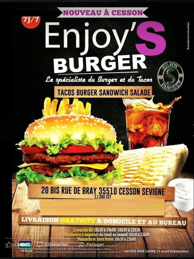Enjoy's burger — carte page 1