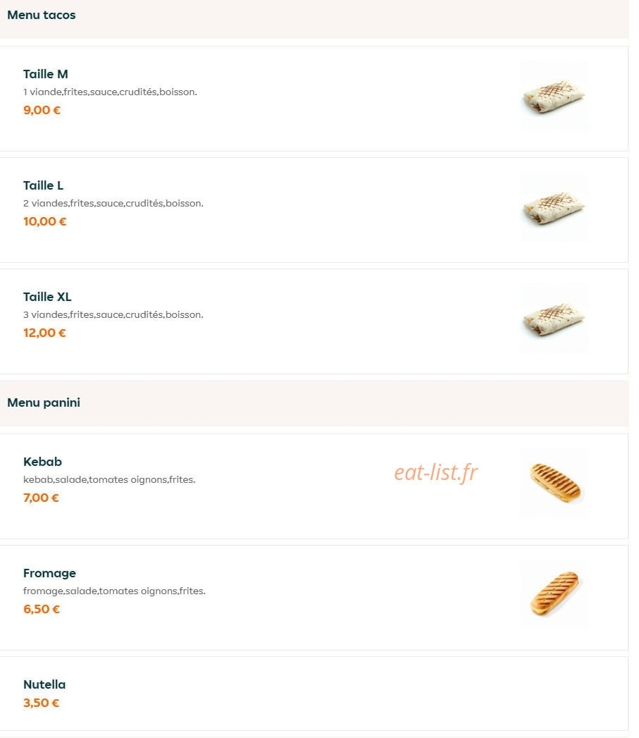 Koko food — carte page 2