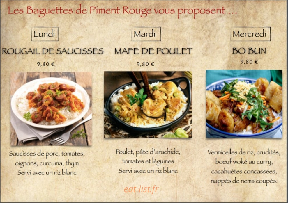Les Baguettes de Piment Rouge — carte page 3