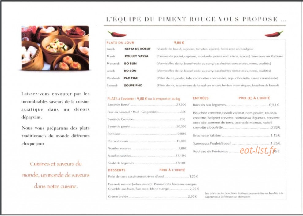Les Baguettes de Piment Rouge — carte page 2