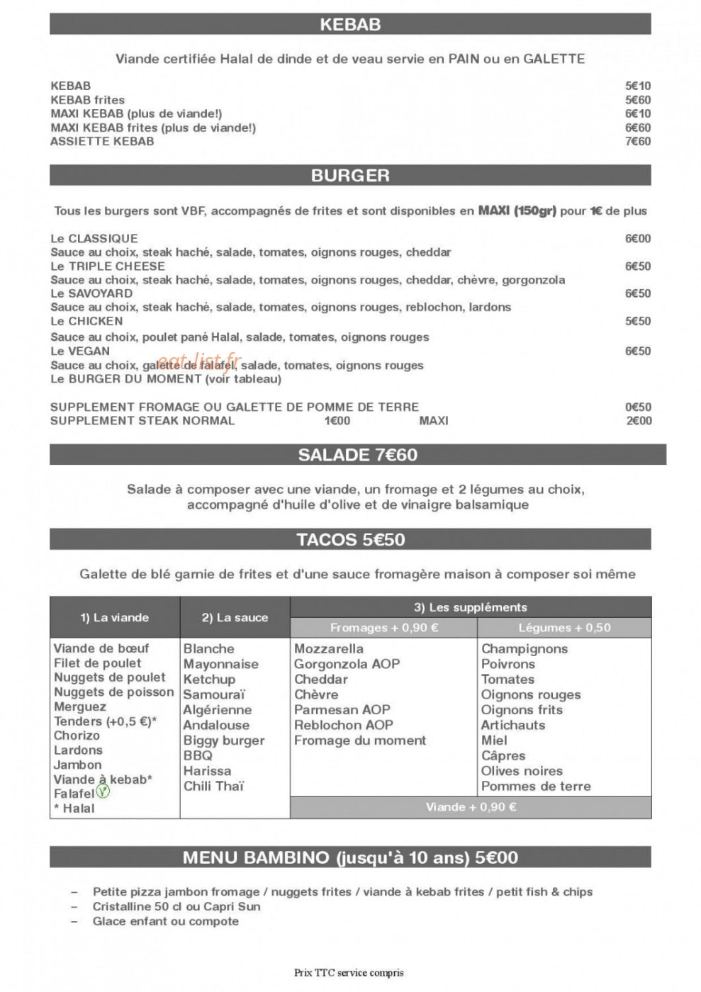 Pizz'Aroma — carte page 1
