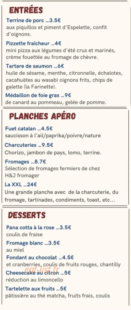 Corner Bistro — carte page 1