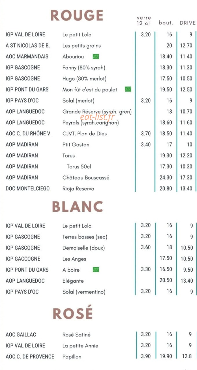 Corner Bistro — carte page 6