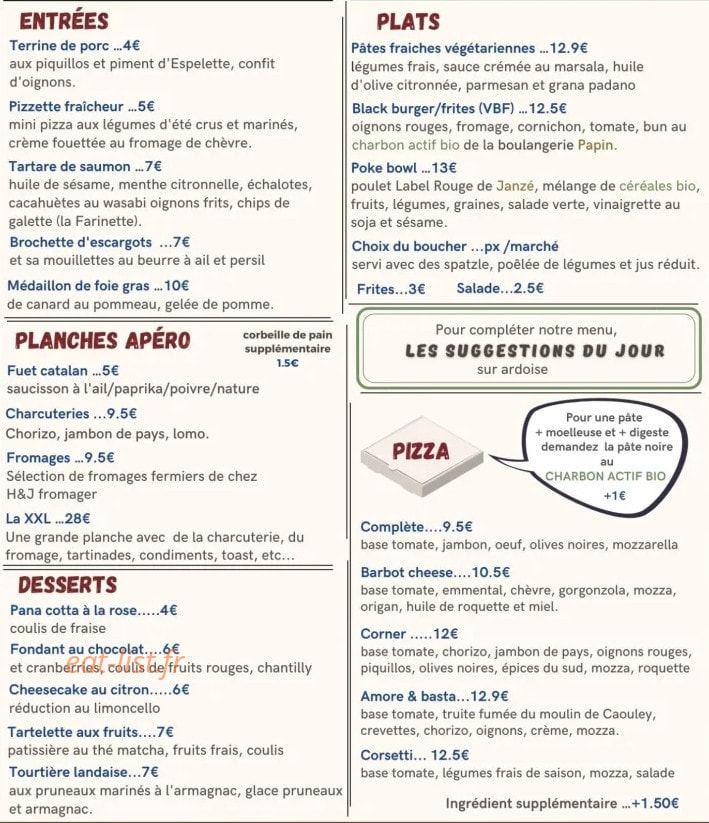 Corner Bistro — carte page 5