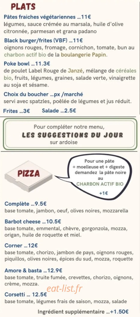 Corner Bistro — carte page 2