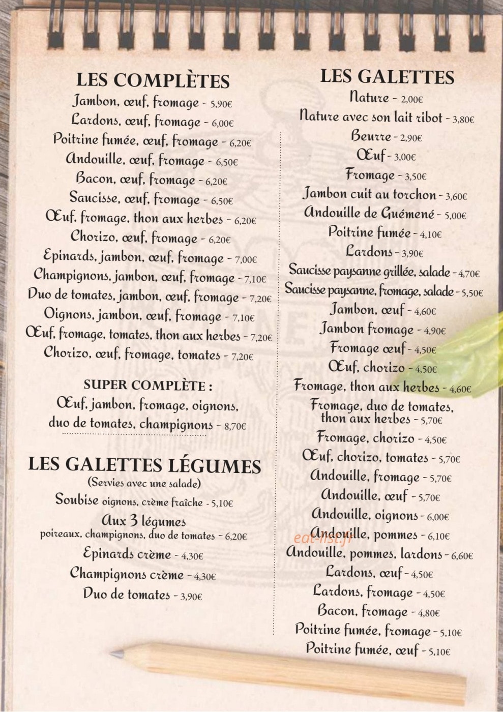 Galettes De Saint Malo — carte page 1