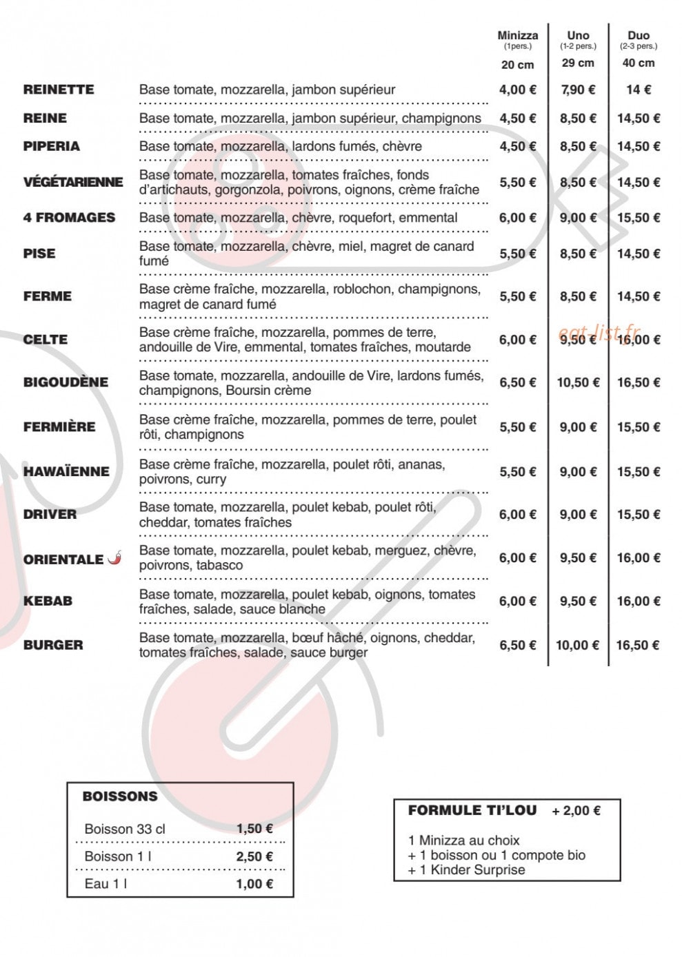 Pizza Plus — carte page 3