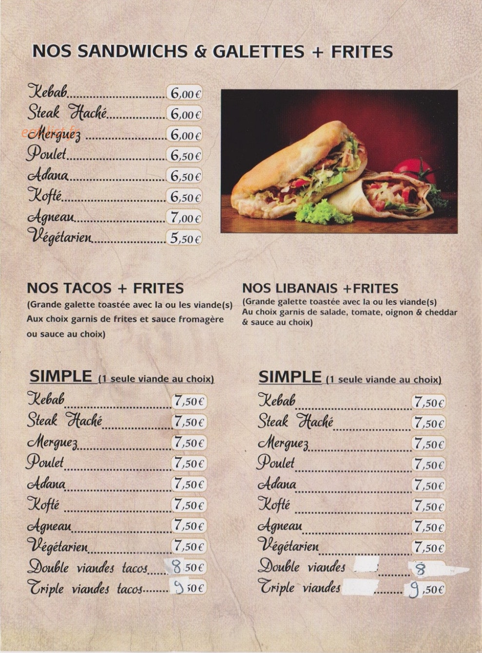 Restaurant chez ali — carte page 4