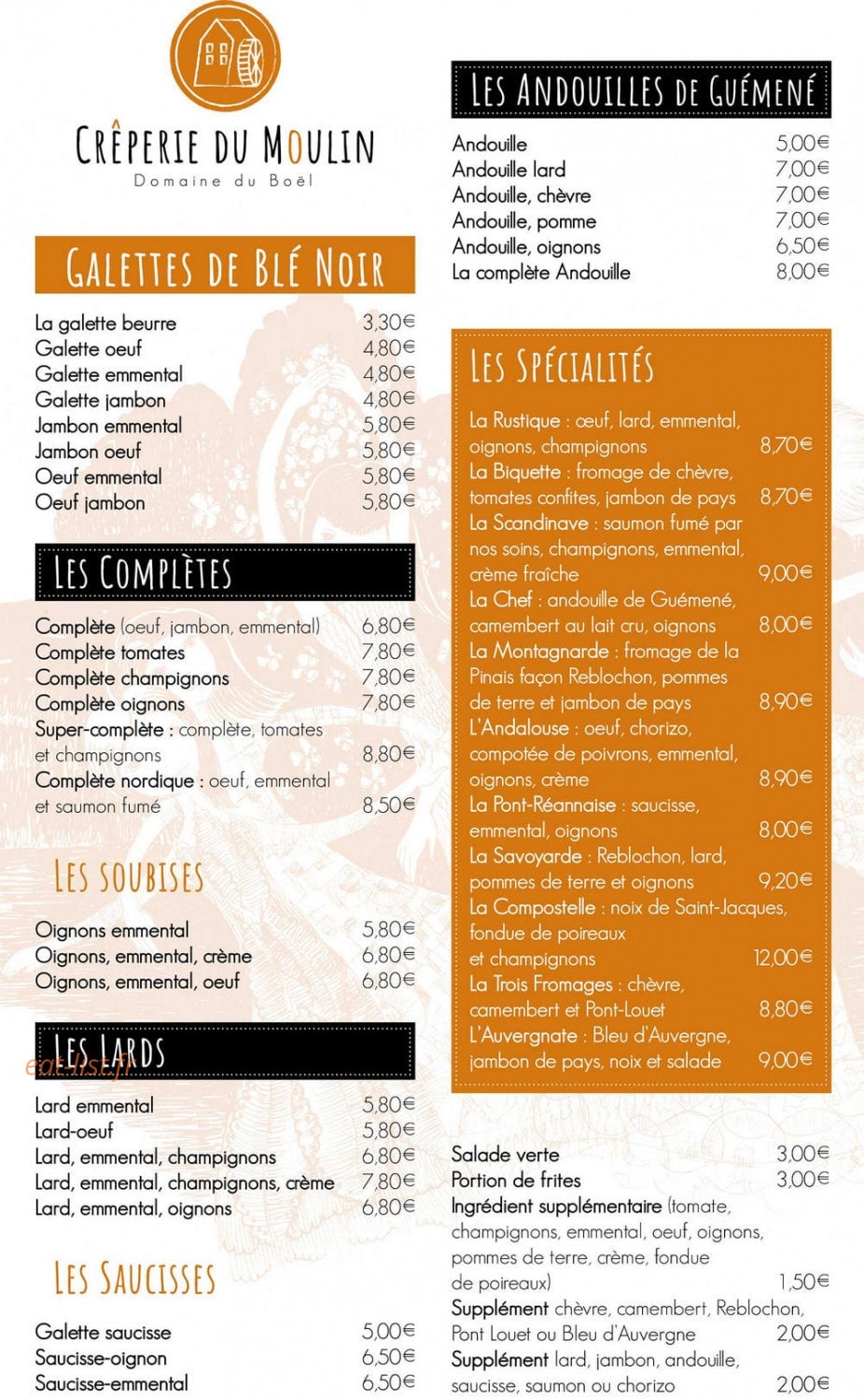 Crêperie du Moulin — carte page 1