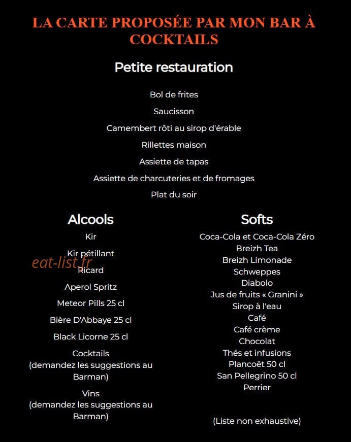 Bistro La Maison Bainsoise — carte page 1