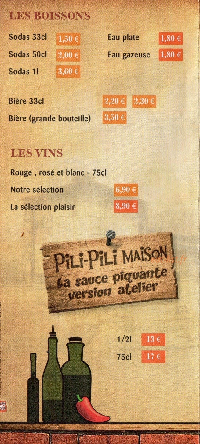L'Atelier à Pizza — carte page 5