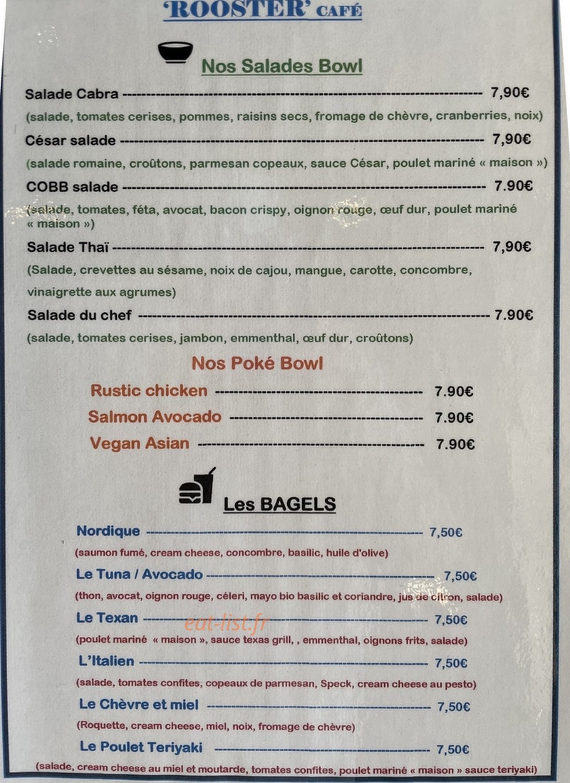 Rooster café — carte page 3