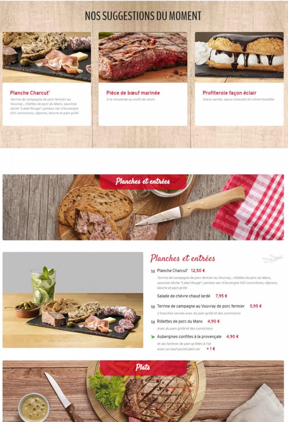 Courtepaille — carte page 1