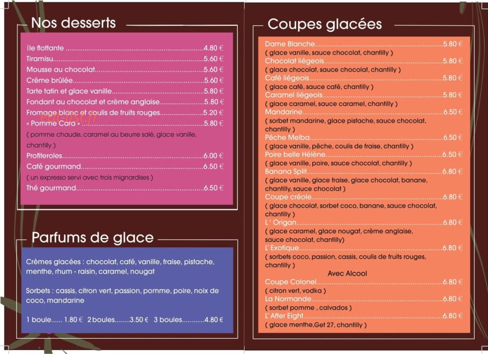 L'Origan — carte page 2