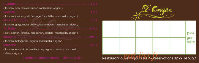 L'Origan — carte page 5