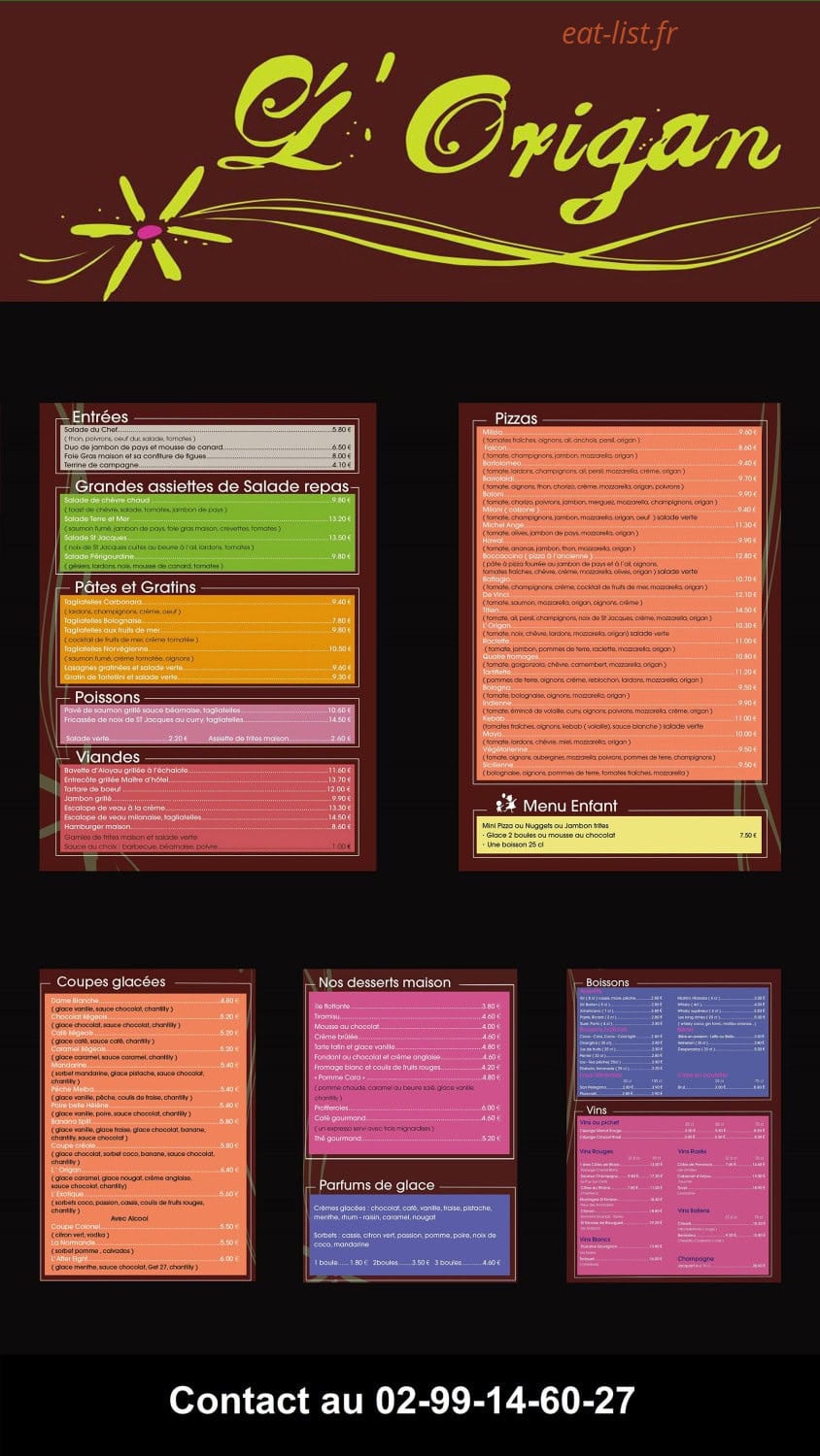 L'Origan — carte page 4