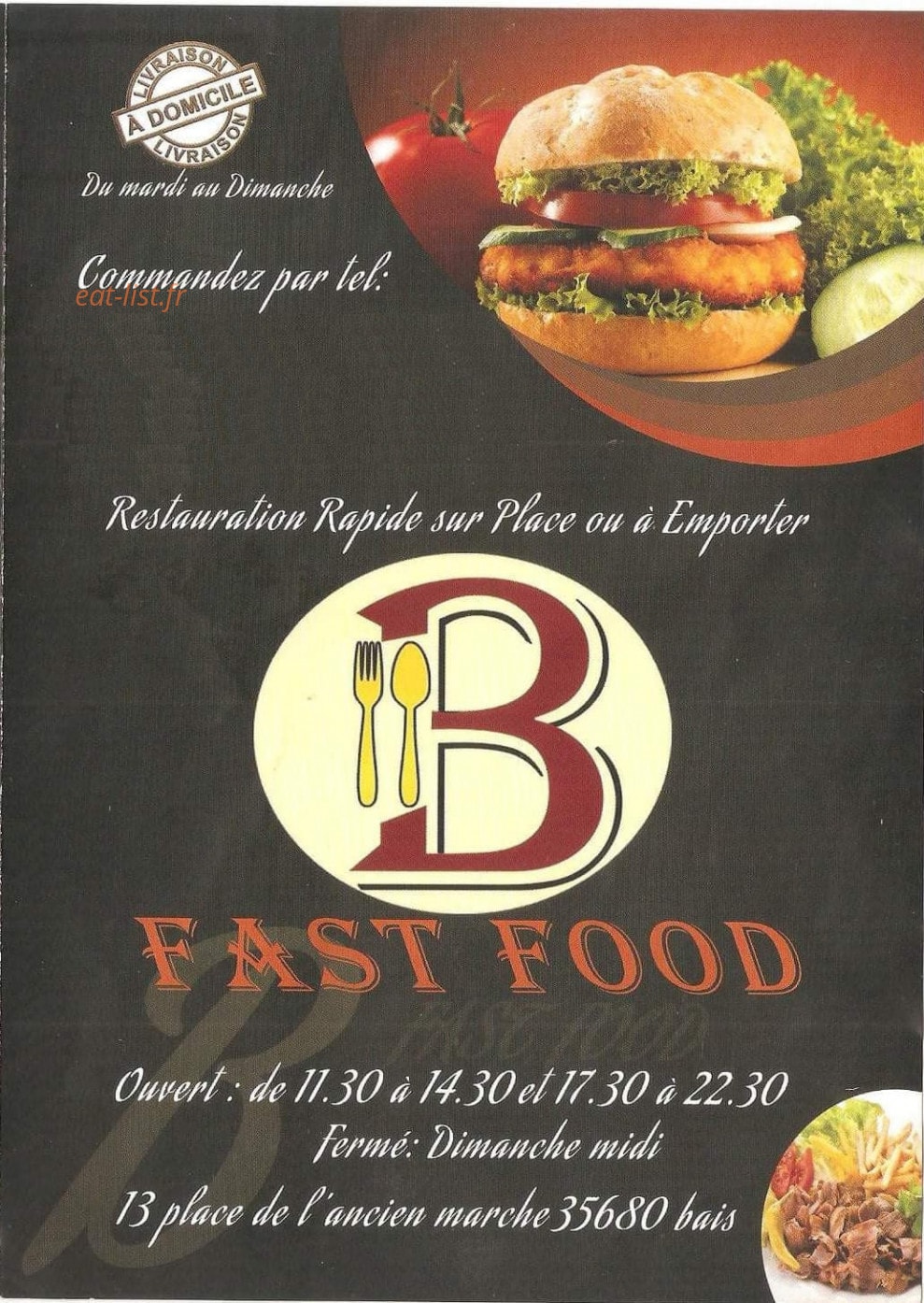 B fastfood restaurant — carte page 1