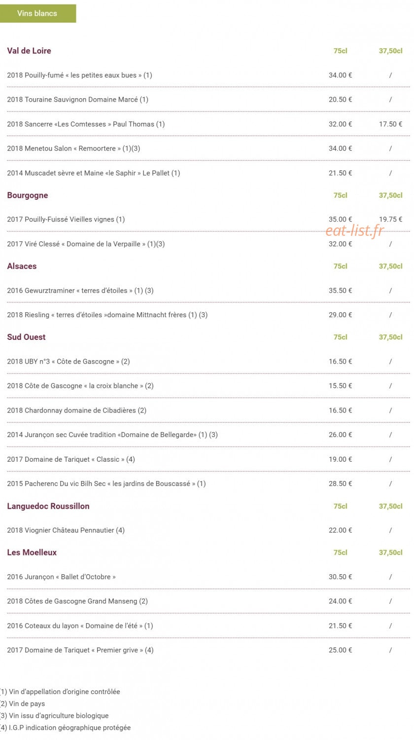 Auberge des tilleuls — carte page 6
