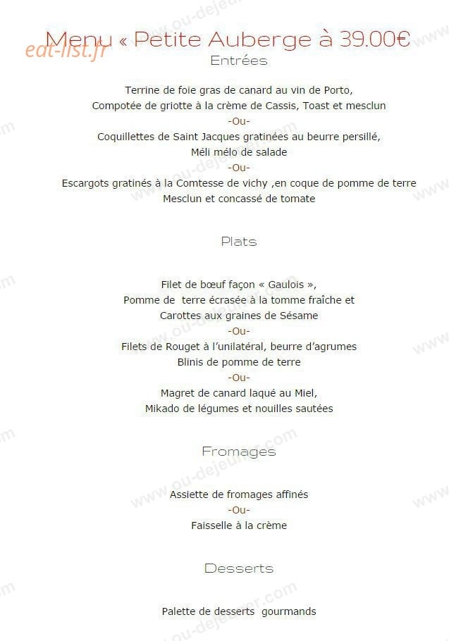 La Petite Auberge — carte page 7