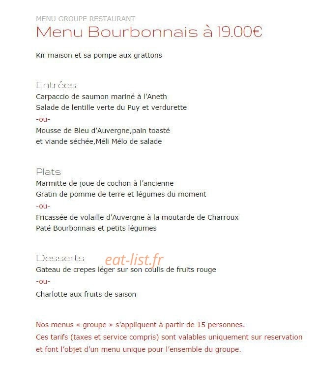 La Petite Auberge — carte page 13