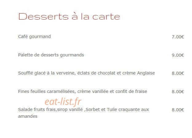 La Petite Auberge — carte page 3