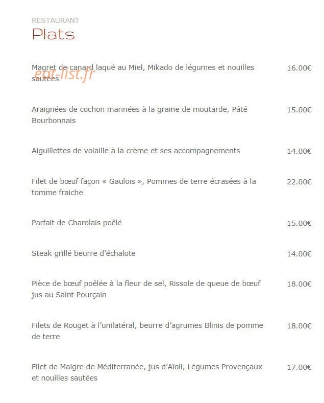La Petite Auberge — carte page 2