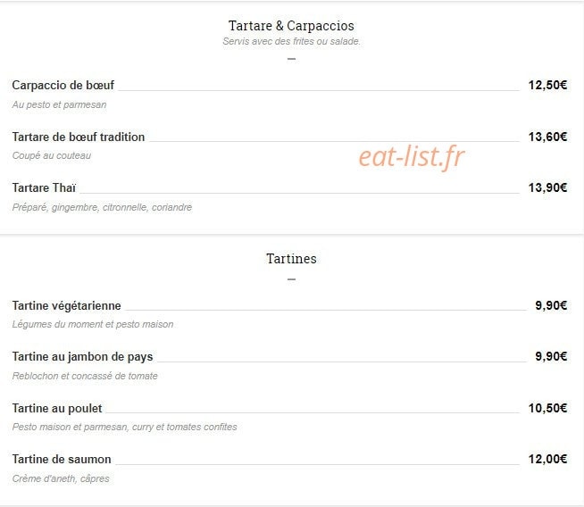 Le Comptoir de La Licorne — carte page 5