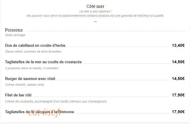 Le Comptoir de La Licorne — carte page 6